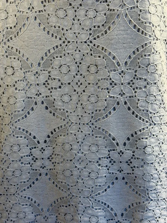 J. Jill Romantic Lace Overlay Blouse Light Gray Medium (VGUC) - Picture 6 of 13